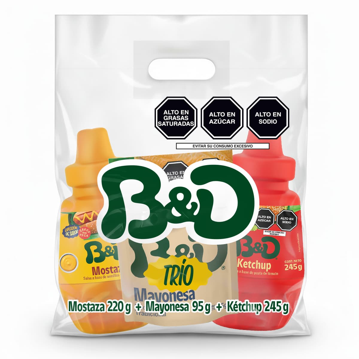 MOSTAZA 220G +MAYONESA 95G + KETCHUP 245 G Tripack Ketchup + Mayonesa + Mostaza - Imagen 1